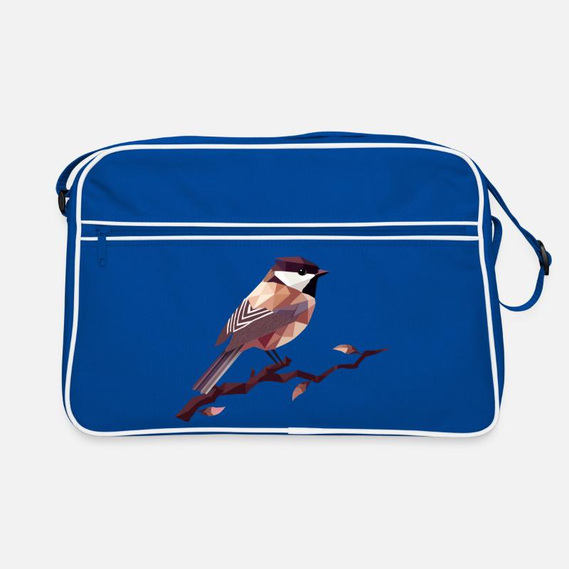 Geometrischer Singvogel – Elegante Polygonkunst Retro Tasche