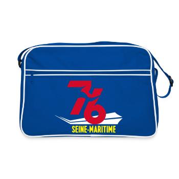 Emblème 76 Seine-Maritime Stylisé - Sac Retro - bleu/blanc - Devant