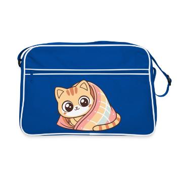 Cute Wrapped Covered Kitten - Retro Bag - blue/white - Front