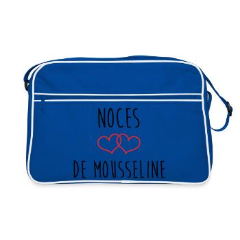 36. Hochzeitstag (Musselin-Hochzeitstag) - Retro Tasche - Blau/Weiß - Vorne
