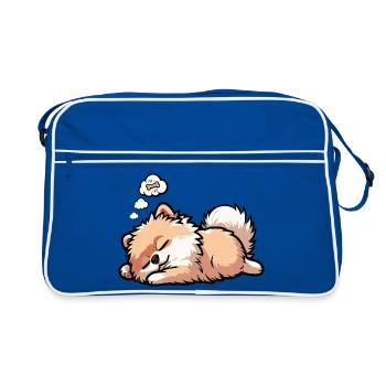 Pomeranian Pomeranian Pomeranian Spitz Dog Miniature Spitz Holder - Retro Bag - blue/white - Front