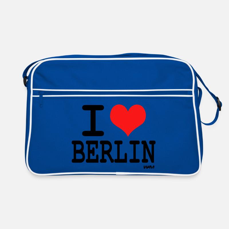 i love berlin - Retro Tasche - Blau/Weiß