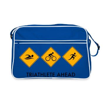 Triathlon Road Bike Swimming Running Gift Idea - Retro Bag - blue/white - Front
