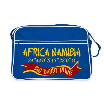 Africa Namibia, Big Daddy Dune, coordinates - Retro Bag - blue/white - Front