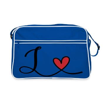Buchstabe L Initiale - Retro Tasche - Blau/Weiß - Vorne
