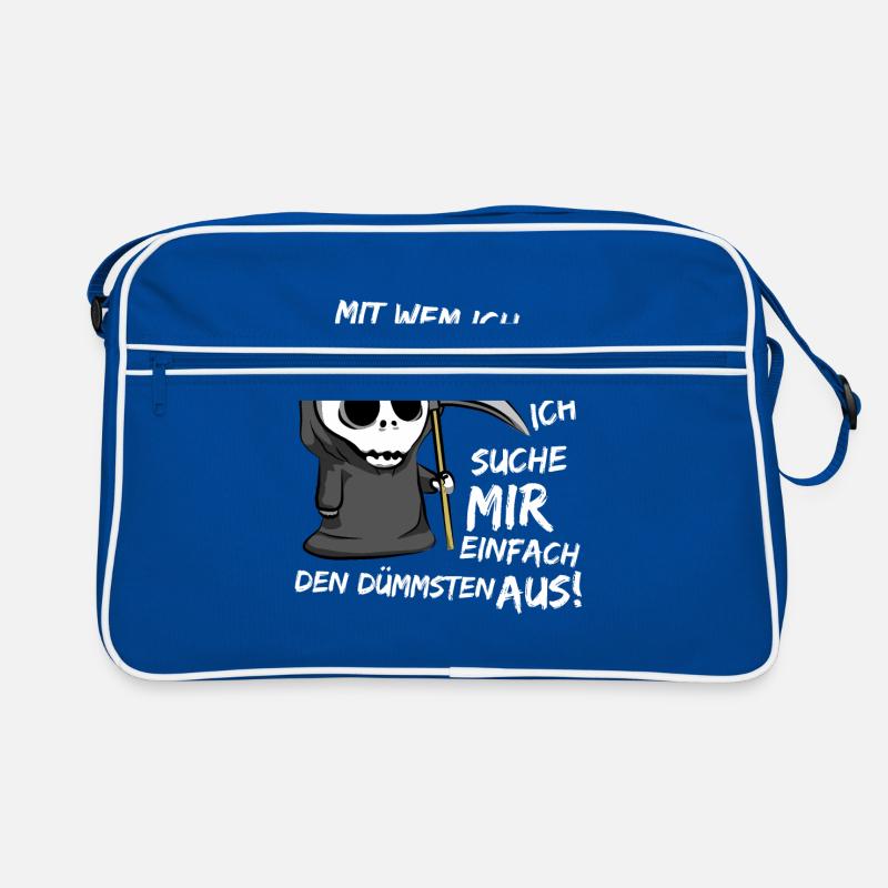 Reaper Dumm Sensenmann Schnitter Sense Tod Spruch - Retro Tasche - Blau/Weiß