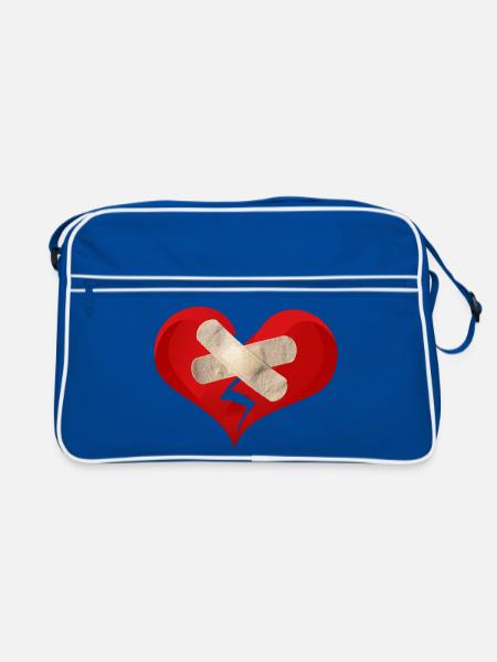 Heilender Herzverband - Retro Tasche - Blau/Weiß - Vorne