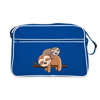Two lazy sloths I Chilling animals I Lazy - Retro Bag - blue/white - Front