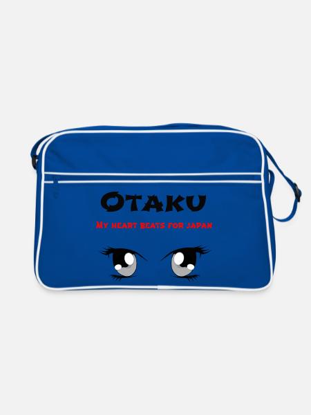 sprüche japanliebhaber, otakuspruch manga augen - Retro Tasche - Blau/Weiß - Vorne