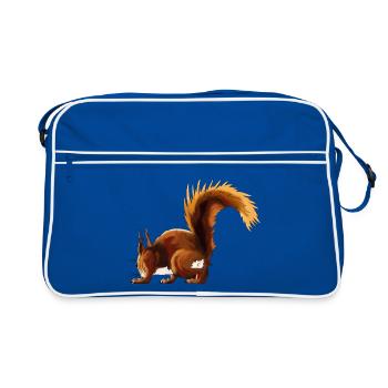 Eichhörnchen Flausch Herbst-Edition - Retro Tasche - Blau/Weiß - Vorne