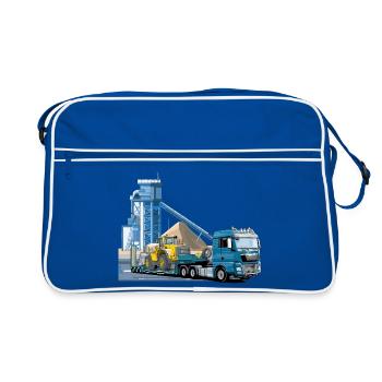 Tieflader im Kieswerk - Retro Tasche - Blau/Weiß - Vorne