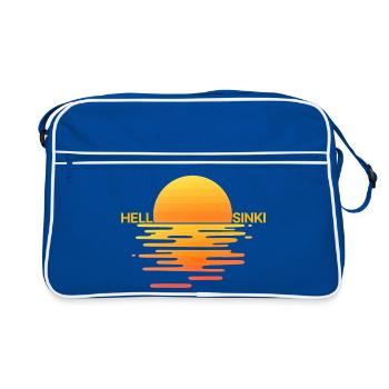 Was heißt Sonnenuntergang auf finnisch? Hellsinki! - Retro Tasche - Blau/Weiß - Vorne