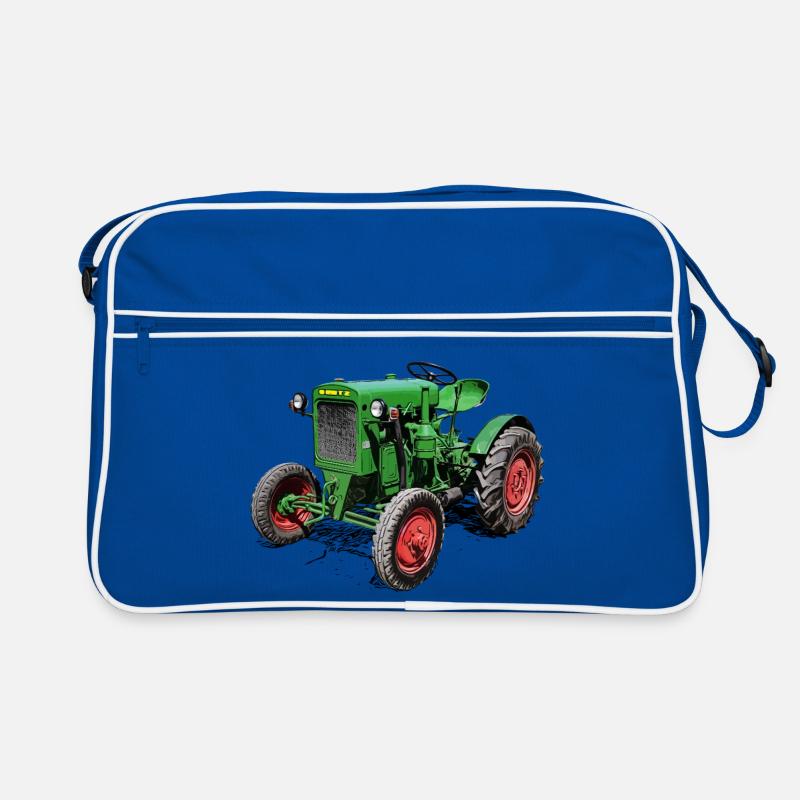 Grüner Oldtimer-Traktor Retro Tasche