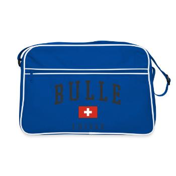 Bulle Suisse Emblem - Retro Tasche - Blau/Weiß - Vorne