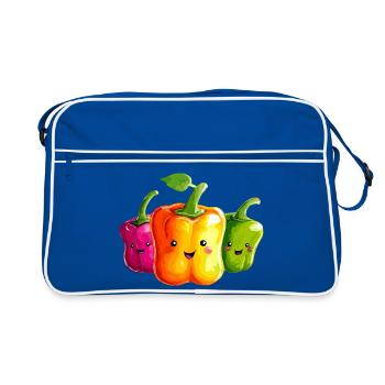 Kunterbunte Paprika Trio - Retro Tasche - Blau/Weiß - Vorne