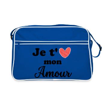 Saint Valentin je t'aime mon amour  - Sac Retro - bleu/blanc - Devant
