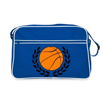 Basketball-Icon in kräftigem Orange - Retro Tasche - Blau/Weiß - Vorne