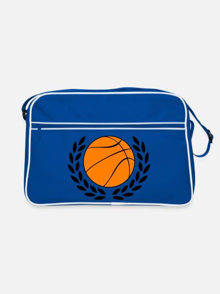 Basketball-Icon in kräftigem Orange - Retro Tasche - Blau/Weiß - Vorne