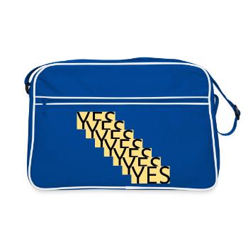 YES – Step statement in gold - Retro Bag - blue/white - Front