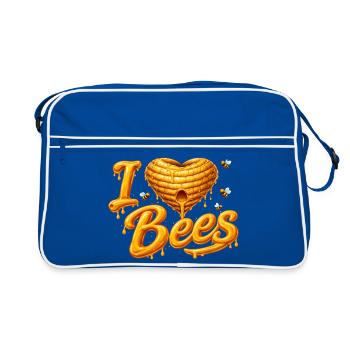 Illustration des abeilles mellifères J’adore les abeilles - Sac Retro - bleu/blanc - Devant