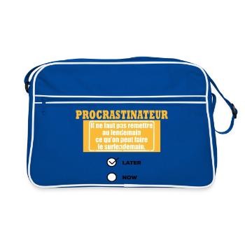 Procrastinateur surlendemain - Sac Retro - bleu/blanc - Devant