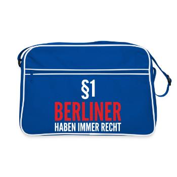 Berliner Haben Immer Recht Slogan Shirt - Retro Tasche - Blau/Weiß - Vorne