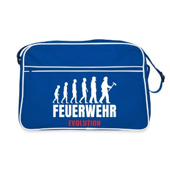 Feuerwehr Evolution Feuerwehrmann lustiger Spruch - Retro Tasche - Blau/Weiß - Vorne