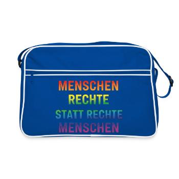 Menschenrechte Statement Regenbogen Demokratie - Retro Tasche - Blau/Weiß - Vorne