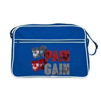 No Pan No Gain Distressed Typografie - Retro Tasche - Blau/Weiß - Vorne