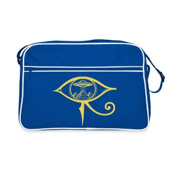 Auge von Horus, antikes UFO - Retro Tasche - Blau/Weiß - Vorne