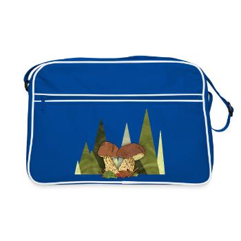 Pilze - Retro Tasche - Blau/Weiß - Vorne