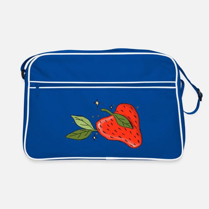 Heart Strawberry - Retro Bag - blue/white