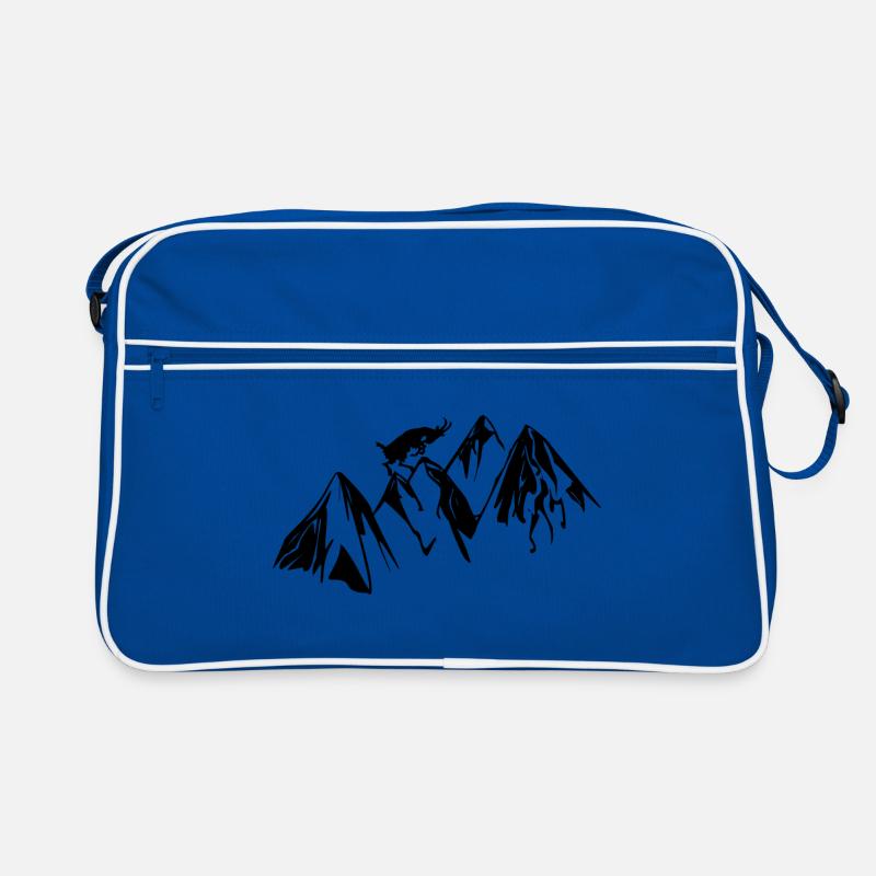 Berg Ziege Wandern Gipfel Geschenk Geschenkidee - Retro Tasche - Blau/Weiß