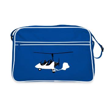 gyrocopter helicopter pilot ultralight aircraft - Retro Bag - blue/white - Front