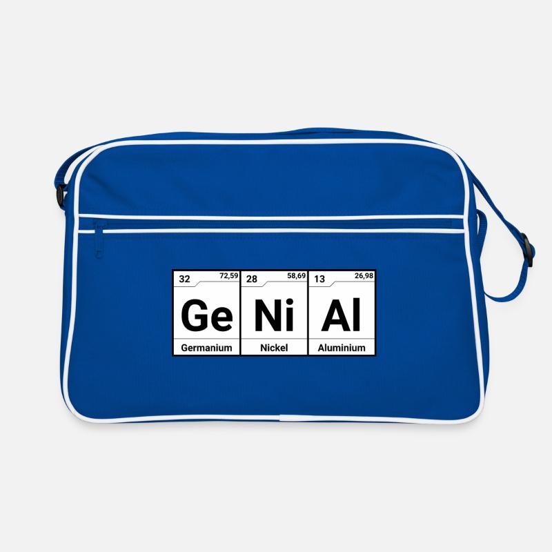 Genial - Chemie Elemente - Retro Tasche - Blau/Weiß