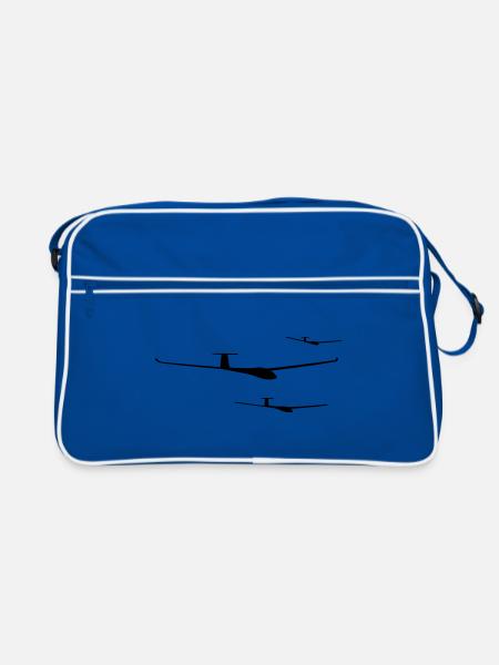Segelflugzeug Segelfliegen Segelflieger Pilot - Retro Tasche - Blau/Weiß - Vorne