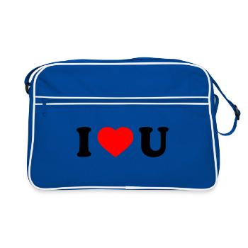 I love u - Retro Bag - blue/white - Front