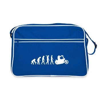 Chopper - Evolution des Menschen, Darwin - Retro Tasche - Blau/Weiß - Vorne