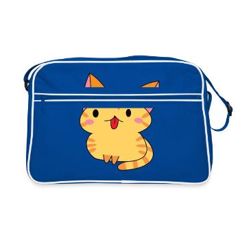 Kawaii Katze - Retro Tasche - Blau/Weiß - Vorne