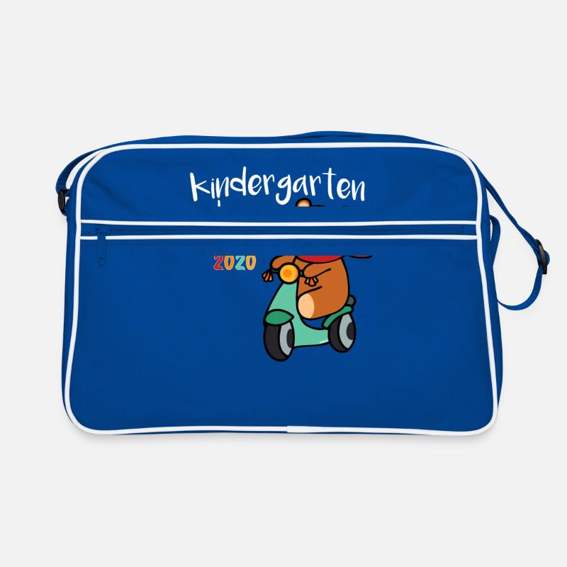 Kindergarten Anfang 2020 Start Bär - Retro Tasche - Blau/Weiß
