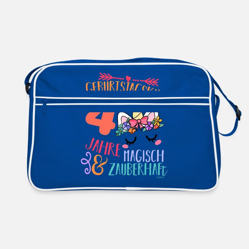 Geburtstag 4 Jahre Einhorn Vier Retro Tasche