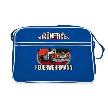 Zukünftiger Feuerwehrmann Feuerwehr - Retro Tasche - Blau/Weiß - Vorne