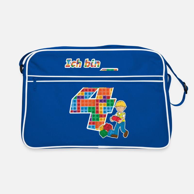 Bauarbeiter 4. Geburtstag Jungen Bagger Retro Tasche