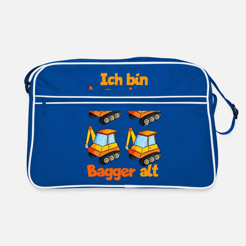 Bagger 4. Geburtstag Jungen Baustelle Retro Tasche