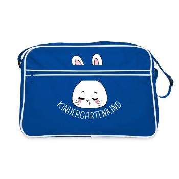 Kindergartenkind Kindergarten Start Hase - Retro Tasche - Blau/Weiß - Vorne