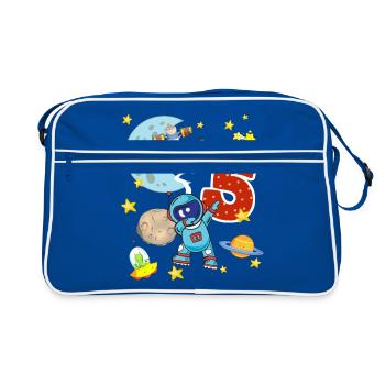 Astronaut 5 year birthday five space rocket - Retro Bag - blue/white - Front