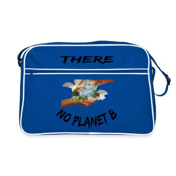 No Planet B Gift Saying Environment - Retro Bag - blue/white - Front