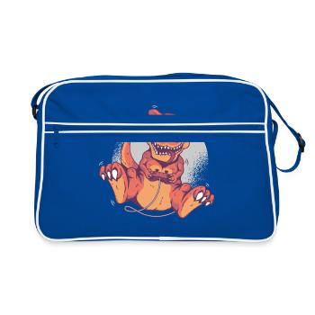 Gamingsaurus Gamer Geschenk Dinosaurier TRex - Retro Tasche - Blau/Weiß - Vorne