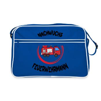nachwuchs feuerwehrmann Geschenk feuerwehr - Retro Tasche - Blau/Weiß - Vorne
