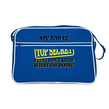 My Job is - Top Secret weiß auch nicht Spruch - Retro Tasche - Blau/Weiß - Vorne